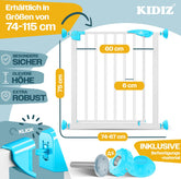 KIDIZ® Traphekje zonder boren - Veiligheidshekje - 74-87cm - Wit